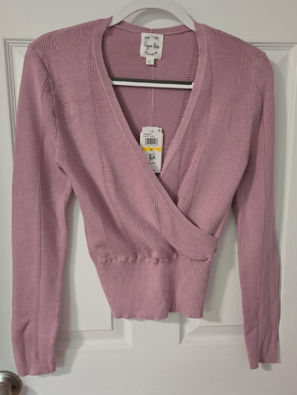 Hippie Rose Mauve Wrap-Front V-Neck Sweater